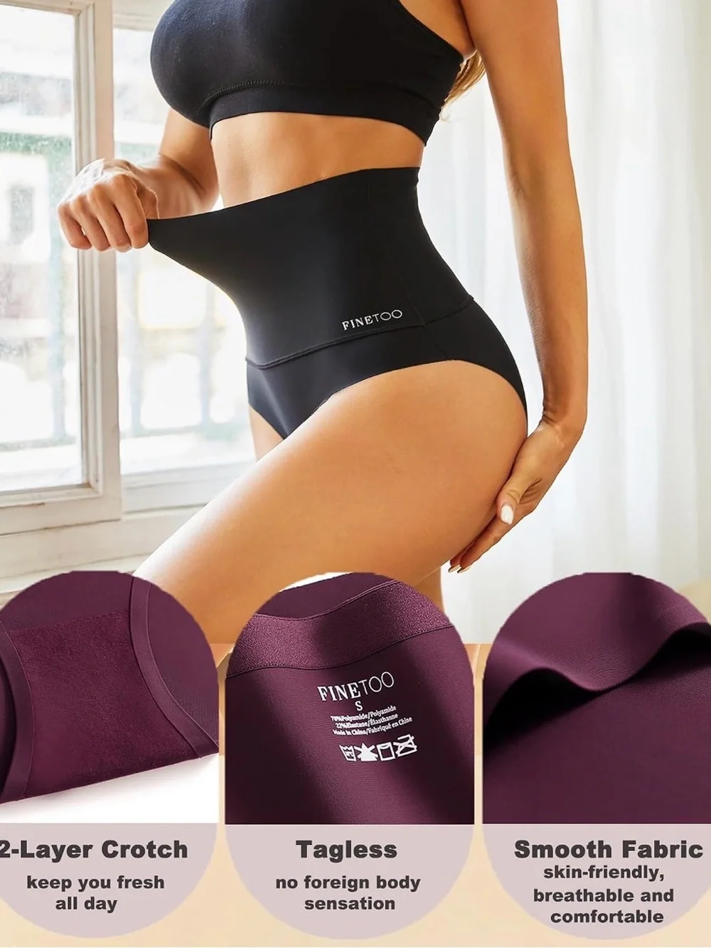 Fine Too Tummy control underwear shapewear seamless high waisted 3 pack medium
